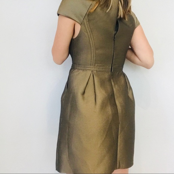 Tibi gold fit and flare pockets mini dress - Picture 6 of 6